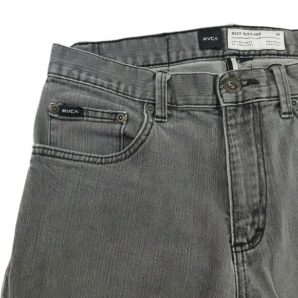 RVCA Regvlars Jeans Mens 30x27 Gray Straight Leg Cotton Blend Casual Work Denim - Picture 4 of 11